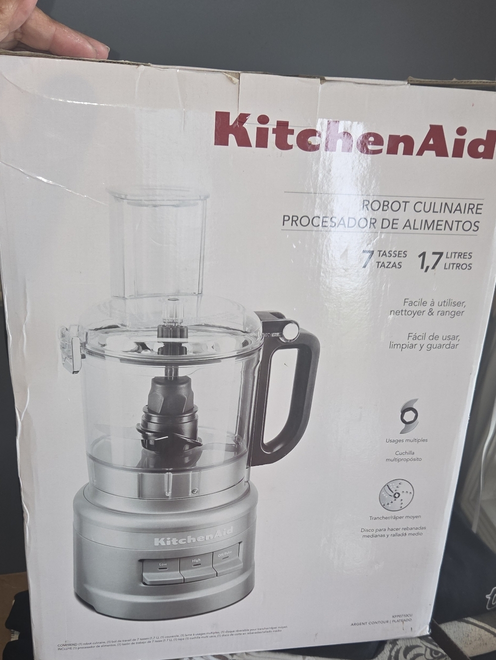 KitchenAid Silver Food Processor with Clear Work Bowl